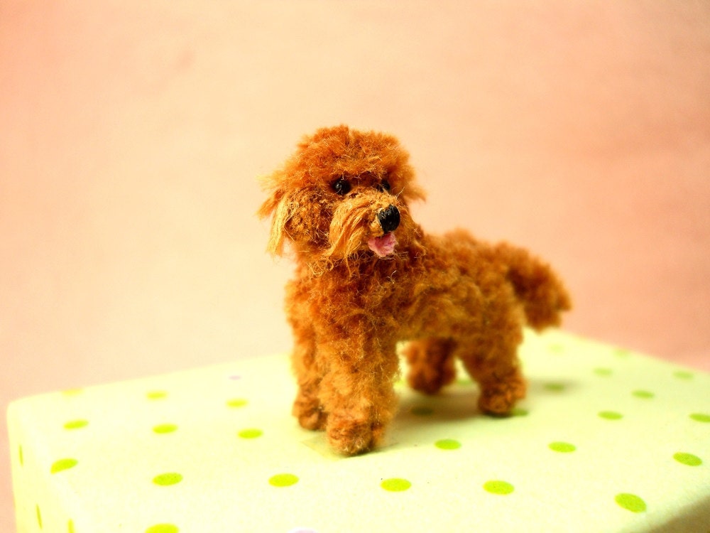 Brown Labradoodle - Tiny Crochet Miniature Dog Stuffed Animals - Made To Order