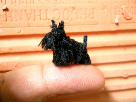 Black Scottish Terrier - Tiny Crochet Miniature Dog Stuffed Animals - Made To Order
