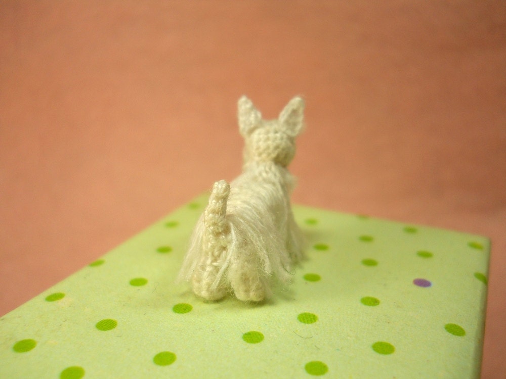 White Scottish Terrier - Tiny Crochet Miniature Dog Stuffed Animals - Made To Order