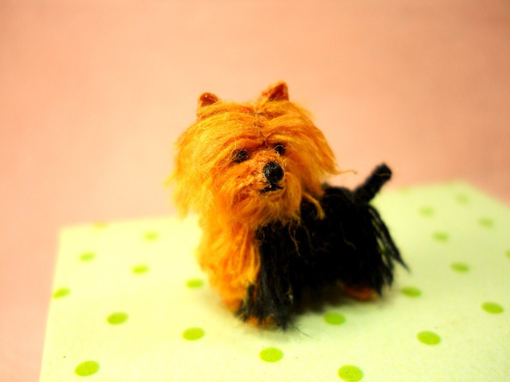 Mini Yorkshire Terrier - Tiny Crochet Miniature Dog Stuffed Animals - Made To Order