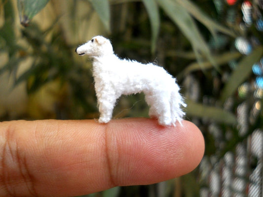 Mini White Borzoi - Micro Crochet Miniature Dog Stuffed Animals - Made To Order
