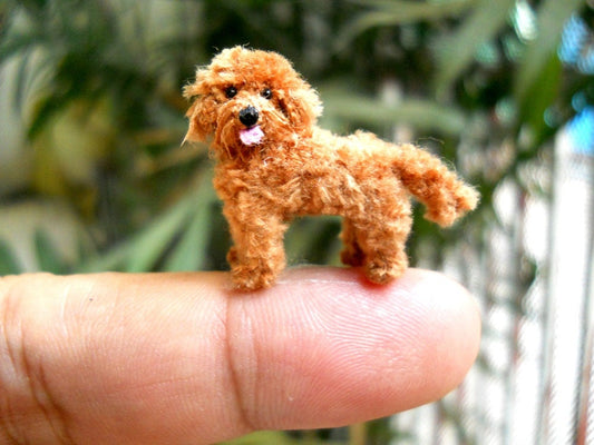 Brown Labradoodle - Tiny Crochet Miniature Dog Stuffed Animals - Made To Order