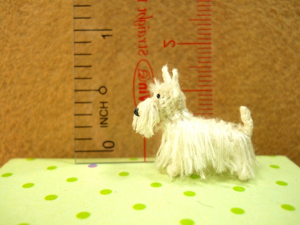 White Scottish Terrier - Tiny Crochet Miniature Dog Stuffed Animals - Made To Order