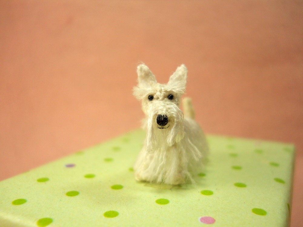 White Scottish Terrier - Tiny Crochet Miniature Dog Stuffed Animals - Made To Order