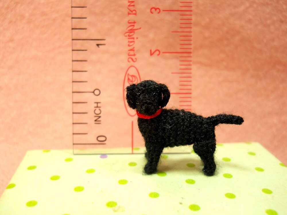 Miniature Black Labrador Retriever - Tiny Crochet Dog Stuffed Animals - Made To Order