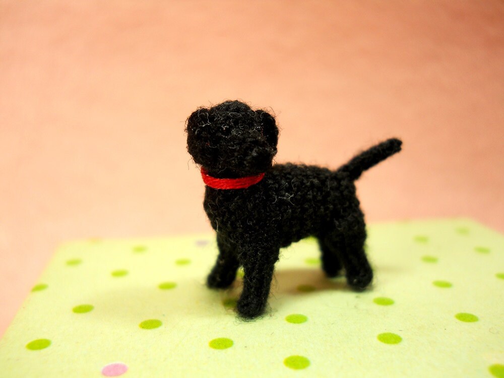 Miniature Black Labrador Retriever - Tiny Crochet Dog Stuffed Animals - Made To Order
