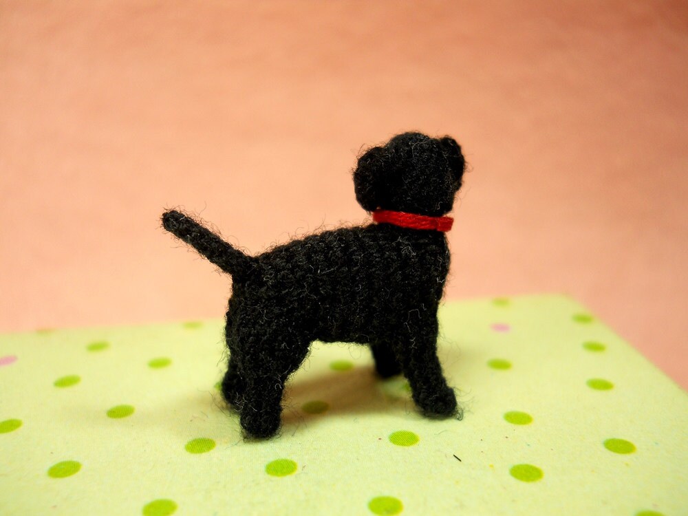 Miniature Black Labrador Retriever - Tiny Crochet Dog Stuffed Animals - Made To Order