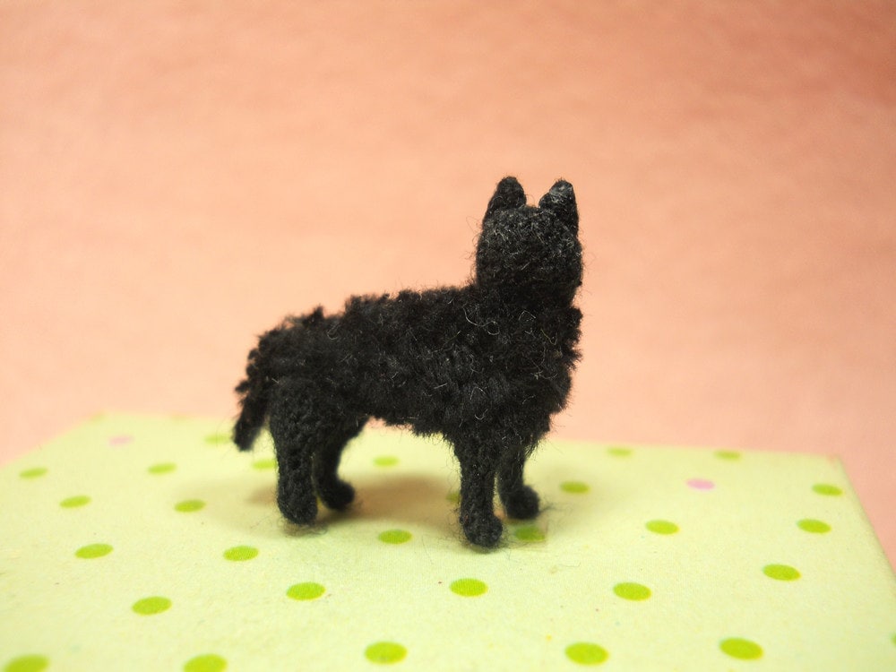 Miniature Schipperke - Tiny Crochet Mini Amigurumi Dog Stuff Animal - Made To Order