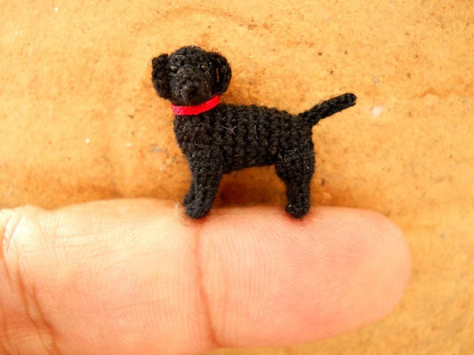 Miniature Black Labrador Retriever - Tiny Crochet Dog Stuffed Animals - Made To Order