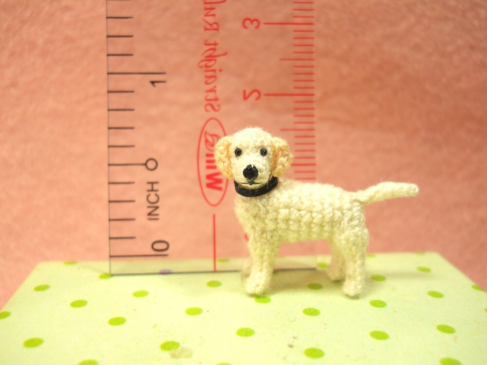 Miniature White Labrador Retriever - Tiny Crochet Dog Stuffed Animals - Made To Order