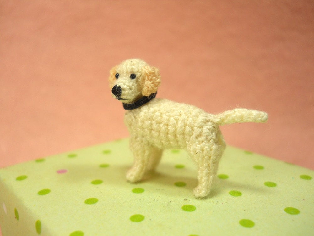 Miniature White Labrador Retriever - Tiny Crochet Dog Stuffed Animals - Made To Order