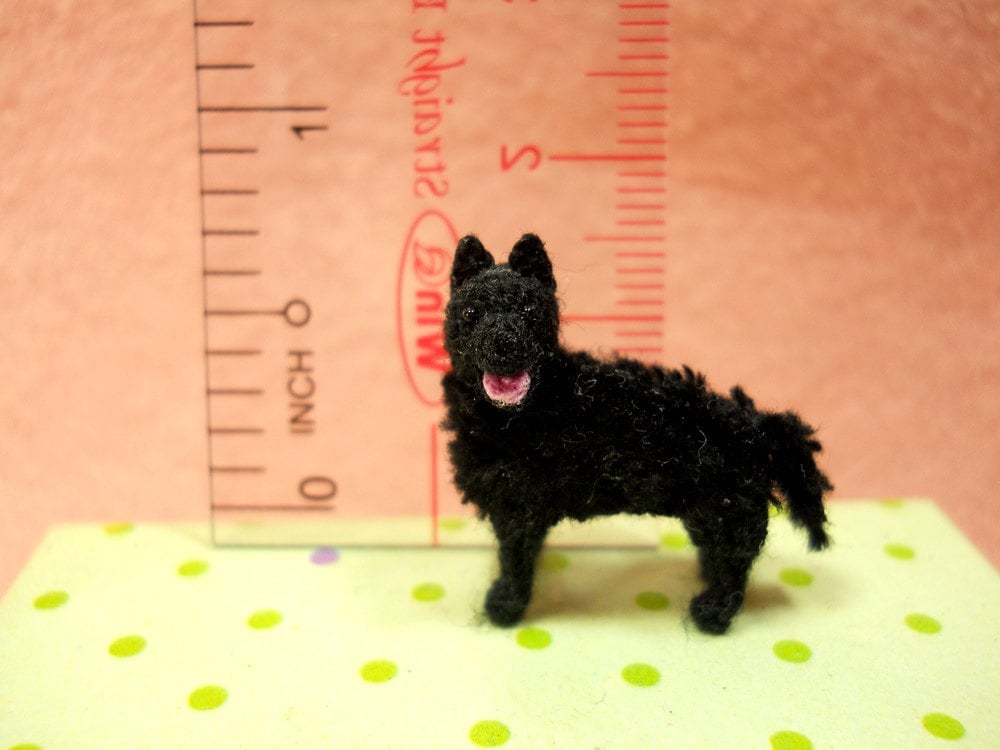 Miniature Schipperke - Tiny Crochet Mini Amigurumi Dog Stuff Animal - Made To Order
