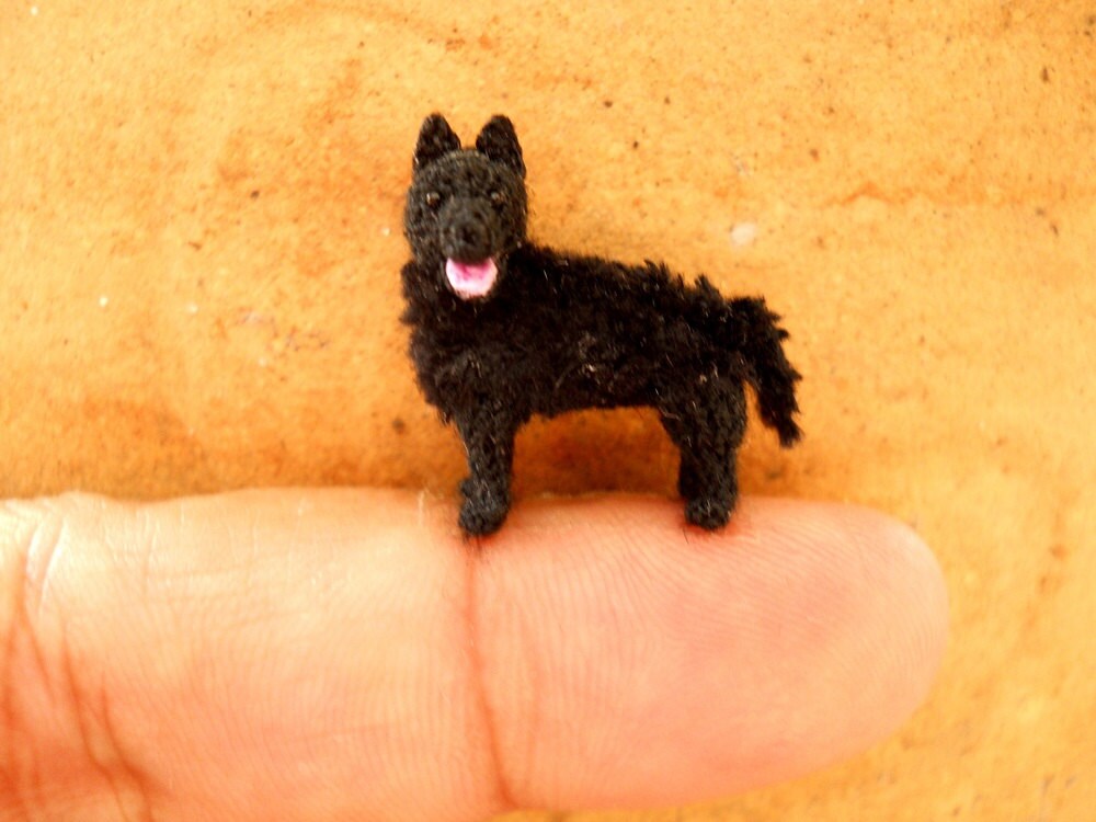Miniature Schipperke - Tiny Crochet Mini Amigurumi Dog Stuff Animal - Made To Order