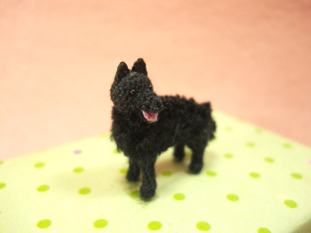Miniature Schipperke - Tiny Crochet Mini Amigurumi Dog Stuff Animal - Made To Order
