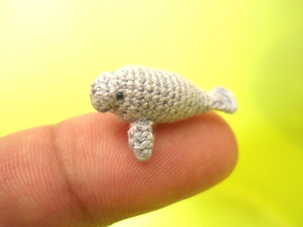 Micro Mini Manatee - Tiny Crochet Amigurumi Stuffed Animal - Made to Order
