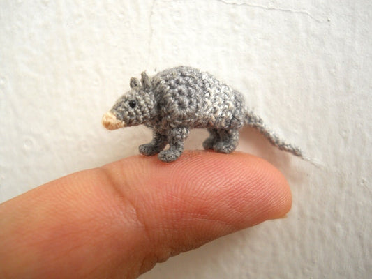 Micro Mini Armadillo Amigurumi - Miniature Crochet Animal - Made To Order