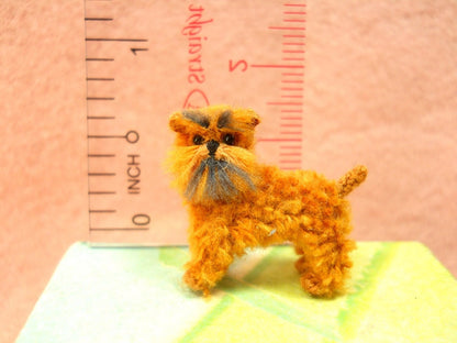 Brown Brussels Griffon  - Tiny Crochet Mini Amigurumi Dog Stuff Animal - Made To Order