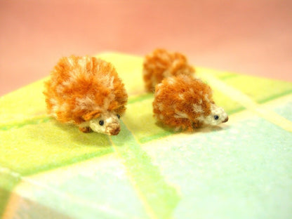 Micro Hedgehog Family - Crochet Miniature Tiny Stuffed Animals - Made To Order