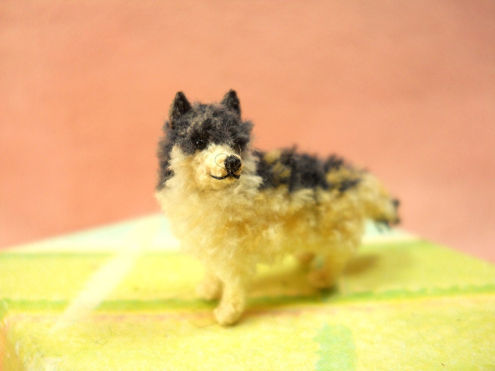 Miniature Crocheted Wolf  - Tiny Amigurumi Dog Stuffed Animal - Made To Order