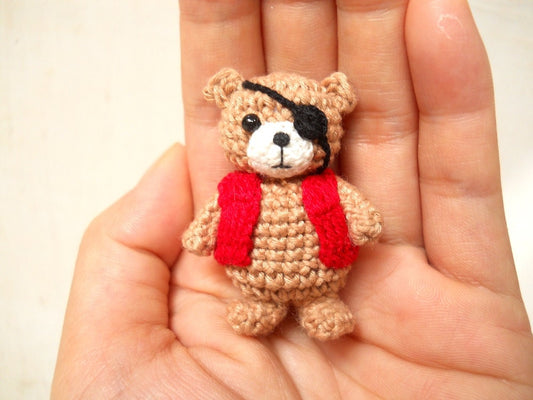 Pirate Bear Amigurumi - Crochet Miniature Bear Stuffed Animals - Made To Order
