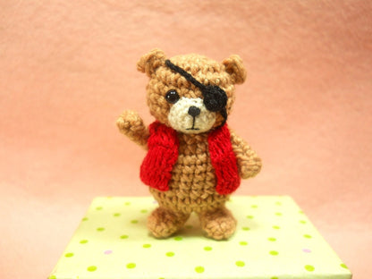 Pirate Bear Amigurumi - Crochet Miniature Bear Stuffed Animals - Made To Order