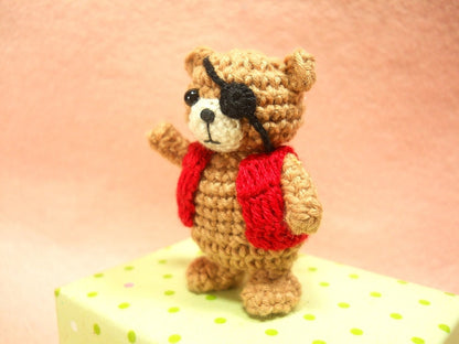 Pirate Bear Amigurumi - Crochet Miniature Bear Stuffed Animals - Made To Order