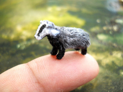 Micro Mini badger - Miniature Crochet Amigurumi Animal - Made To Order