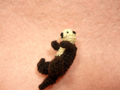 Miniature Sea otter - Mini Crochet Amigurumi Stuffed Animals - Made To Order