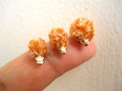 Micro Hedgehog Family - Crochet Miniature Tiny Stuffed Animals - Made To Order