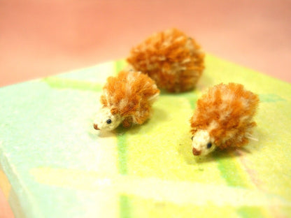 Micro Hedgehog Family - Crochet Miniature Tiny Stuffed Animals - Made To Order