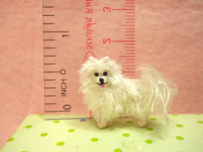 Miniature White Pomeranian - Tiny Crochet Dog Stuffed Animals - Made To Order