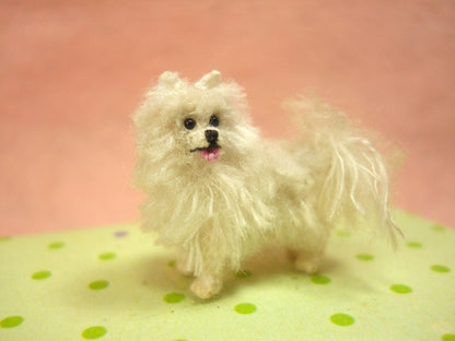 Miniature White Pomeranian - Tiny Crochet Dog Stuffed Animals - Made To Order