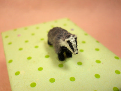 Micro Mini badger - Miniature Crochet Amigurumi Animal - Made To Order
