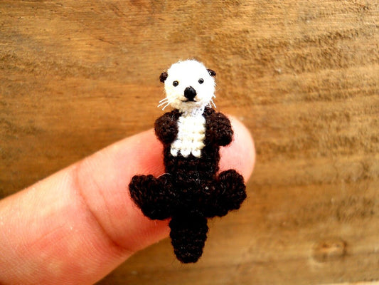 Miniature Sea otter - Mini Crochet Amigurumi Stuffed Animals - Made To Order