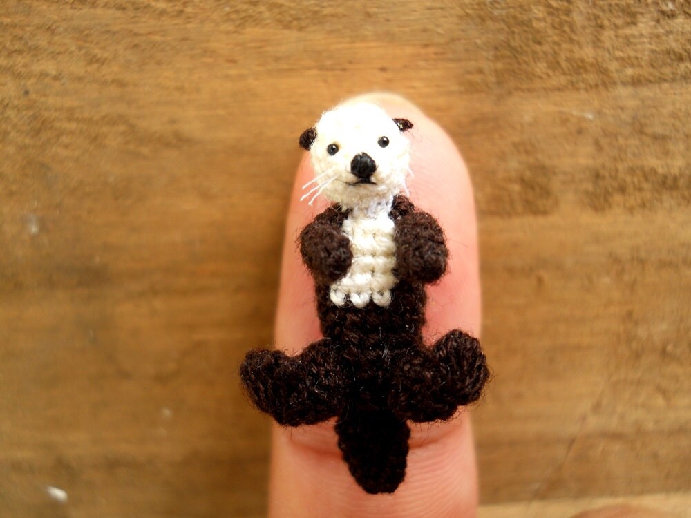 Miniature Sea otter - Mini Crochet Amigurumi Stuffed Animals - Made To Order