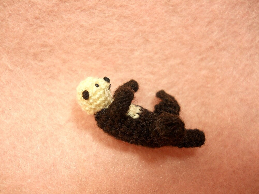 Miniature Sea otter - Mini Crochet Amigurumi Stuffed Animals - Made To Order