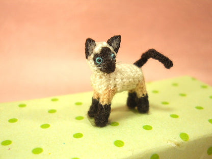 Miniature Siamese Cat - Micro Crochet Amigurumi Stuffed Animal - Made to Order