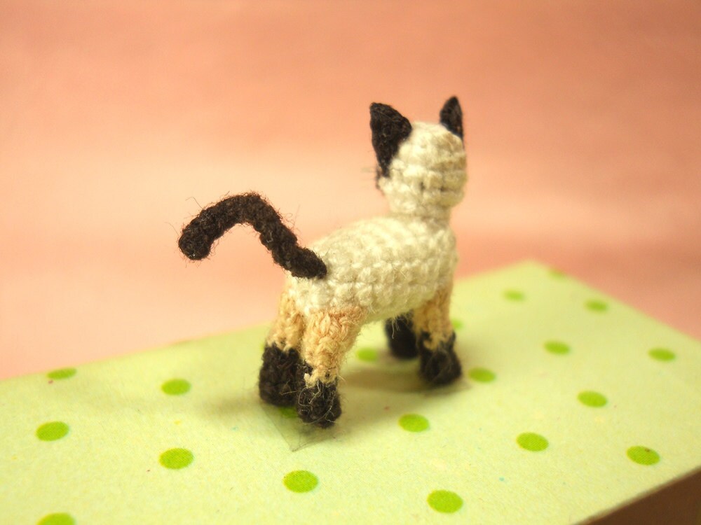 Miniature Siamese Cat - Micro Crochet Amigurumi Stuffed Animal - Made to Order