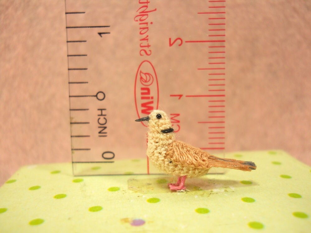 Ring Necked Dove - Micro Amigurumi Miniature Crochet Bird Stuffed Animal - Made To Order