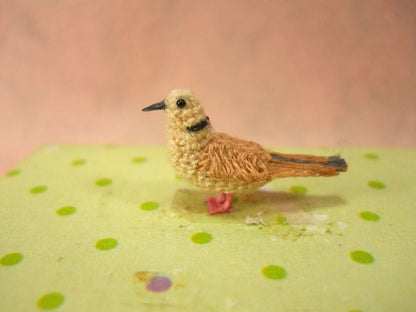 Ring Necked Dove - Micro Amigurumi Miniature Crochet Bird Stuffed Animal - Made To Order