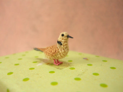 Ring Necked Dove - Micro Amigurumi Miniature Crochet Bird Stuffed Animal - Made To Order