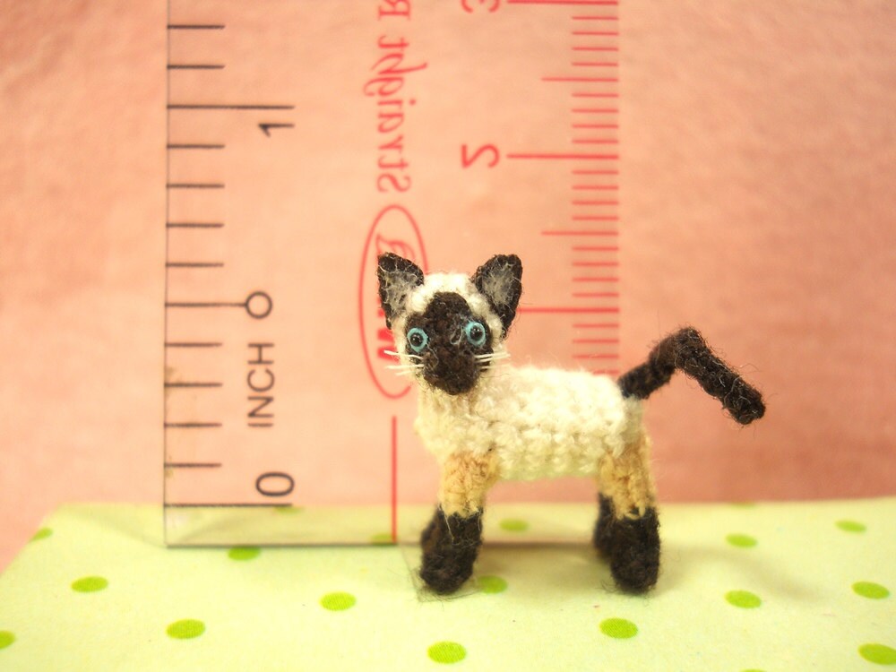 Miniature Siamese Cat - Micro Crochet Amigurumi Stuffed Animal - Made to Order