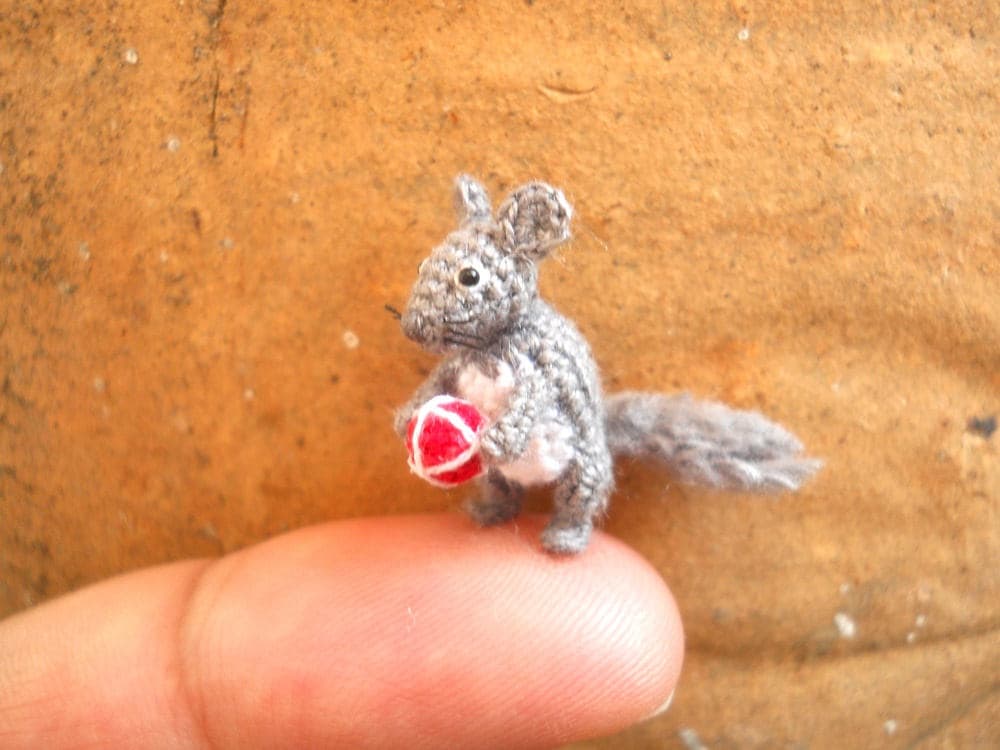 Micro Mini Chinchilla - Miniature Crochet Amigurumi Stuffed Animals - Made To Order