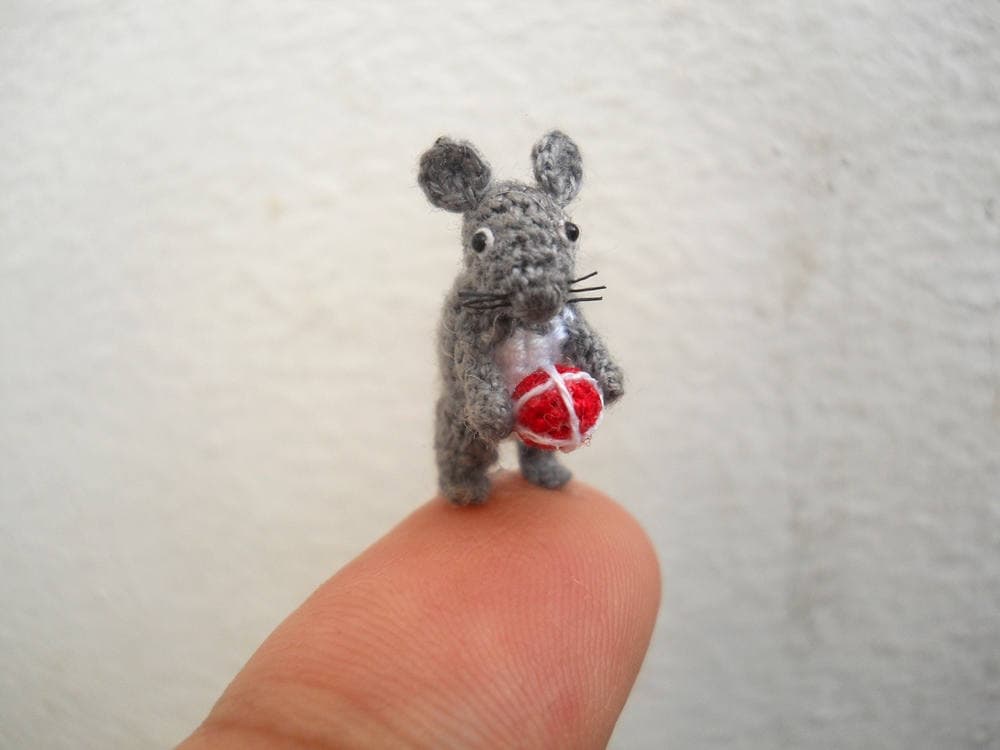 Micro Mini Chinchilla - Miniature Crochet Amigurumi Stuffed Animals - Made To Order