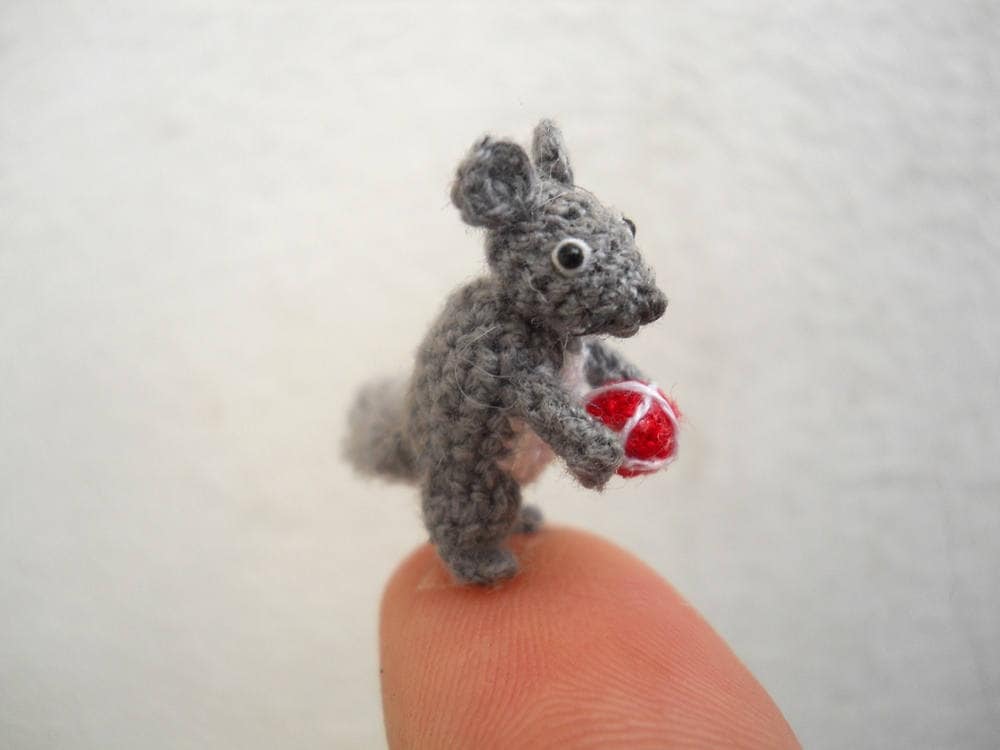 Micro Mini Chinchilla - Miniature Crochet Amigurumi Stuffed Animals - Made To Order