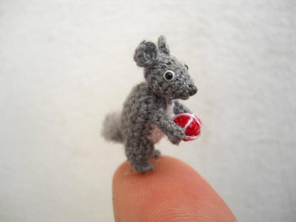 Micro Mini Chinchilla - Miniature Crochet Amigurumi Stuffed Animals - Made To Order