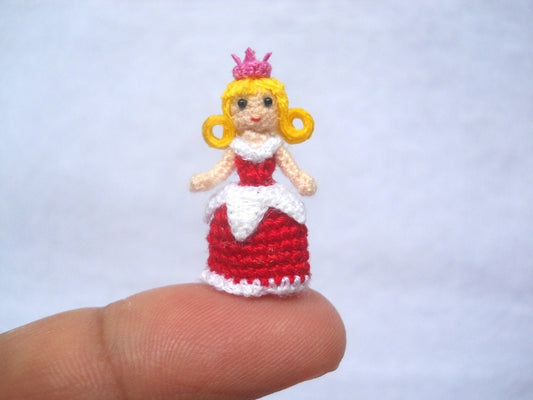 Micro Princess Doll - Miniature Crochet Doll Amigurumi - Made To Order
