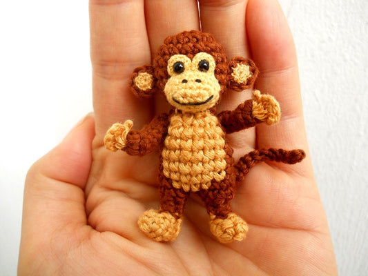 Mini Crocheted Monkey 2 inches - Miniature Monkey Stuffed Animal - Made To Order
