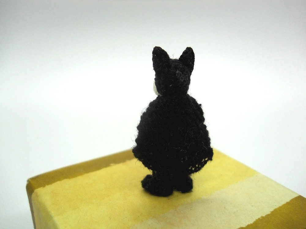 French Bulldog Batman - Micro Amigurumi, Crochet Tiny Doll, Miniature Dog Stuffed Animal.