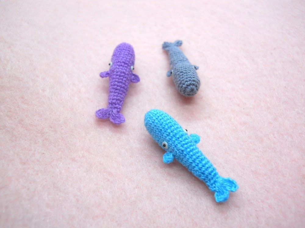 Micro Mini Sperm Whale - Tiny Crochet Amigurumi Whale Stuffed Animal